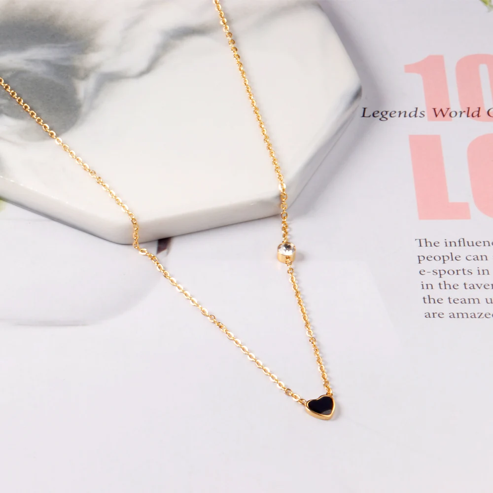 LUXUKISSKIDS Red Heart Pendant With Crystal Stainless Steel Chain Necklace For Girls Fashion Party Jewellry Accessories 2021 Hot