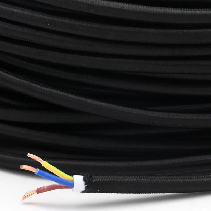 300V 2 Core 3 Core 1.5mm2 Fabric Textile Wire Cable Electrical Wire Flex Woven Power Cord Cable