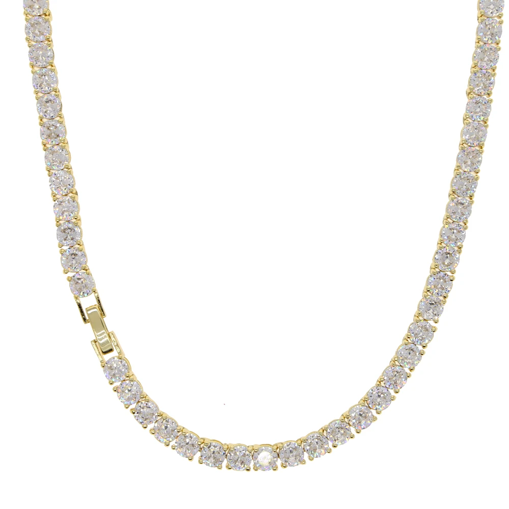 New Hip Hop Iced Out Bling Cubic Zirconia 5mm Tennis Chain Necklace Gold Silver Color 5A CZ Choker Fashion Men Women Jewelry