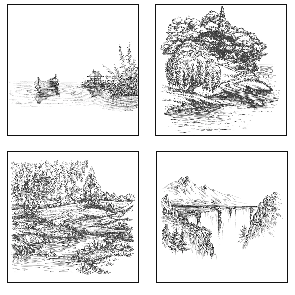 AZSG Landscape painting Clear Stamps/Seal For DIY Scrapbooking Card Making Album Decorative Silicone Stamp Craft