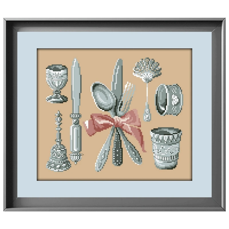 Cutlery on the table cross stitch package 18ct 14ct 11ct flaxen linen cotton thread embroidery DIY handmade needlework