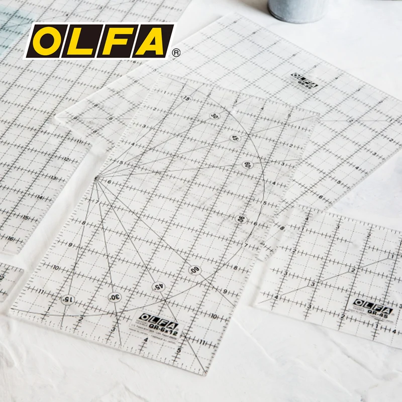 OLFA Frosted Ruler Hob Matching Ruler Marker Ruler Acrylic 6.5-inch Transparent Ruler OLFA QR-6S