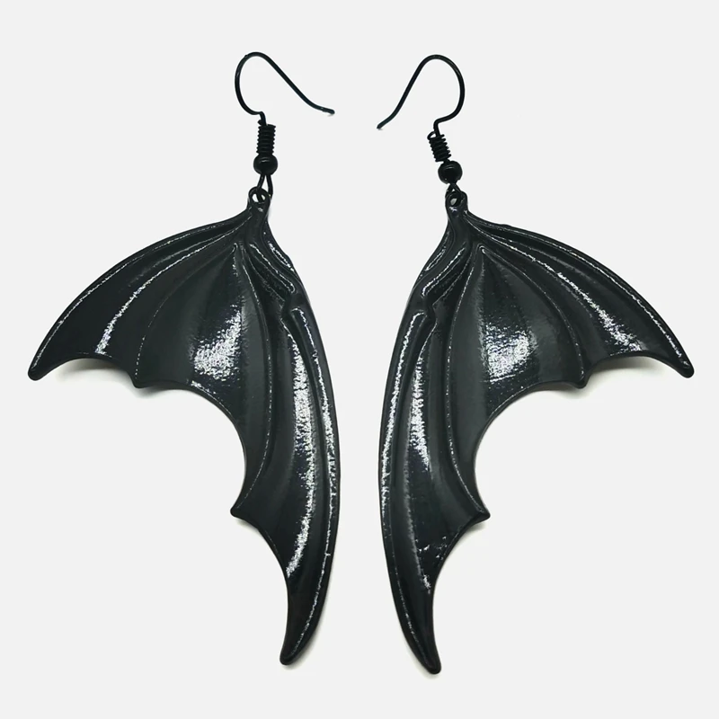 New Black Bat Wing Earrings,Neo Victorian Gothic Earrings, Large Vampire Wing Earrings,gift for Bat Lover,dark Style,Vampire Bat