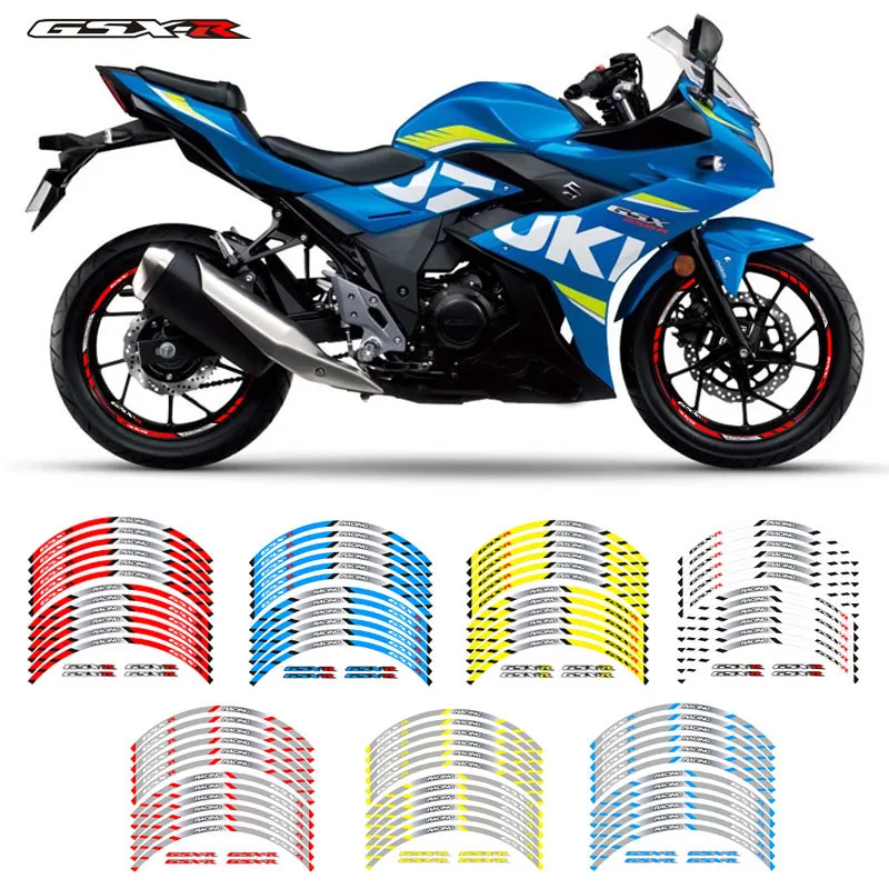 New high quality 12 Pcs Fit Motorcycle Wheel Sticker stripe Reflective  Rim For For Suzuki GSX-R GSXR600 750 1000 250 400