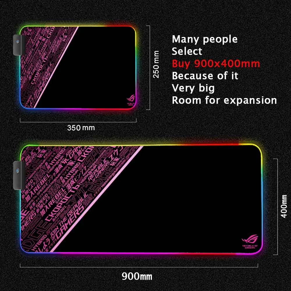 Black Rog Mouse Pad Gamer Desktop Rgb Mousepad Gaming Room Accessories Mouse Carpet Table Rug Keyboard For Computers Mouse Mat