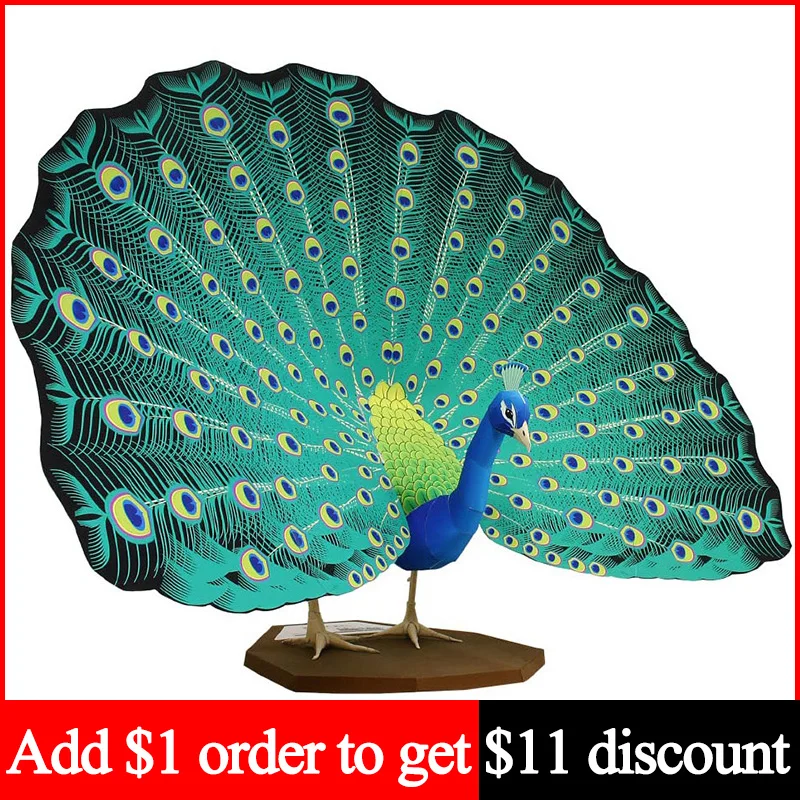 Indian Peafowl Peacock Bird Folding Handmade Origami Art 3D Paper Model Papercraft Animal DIY  Teens Adult Craft Toys QD-108