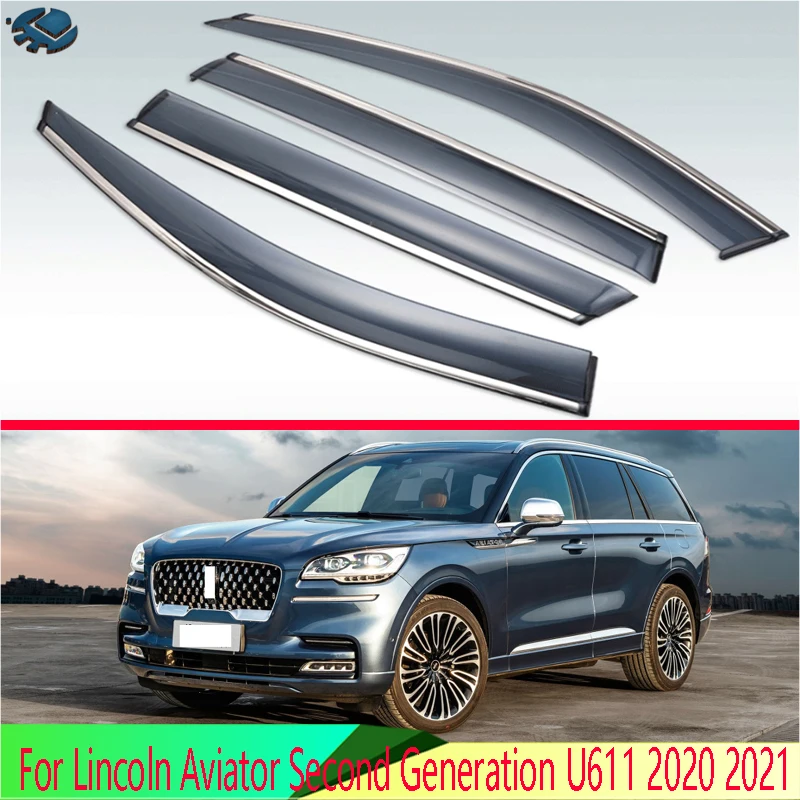 

For Lincoln Aviator Second Generation U611 2020 2021 Plastic Exterior Visor Vent Shades Window Sun Rain Guard Deflector 4pcs