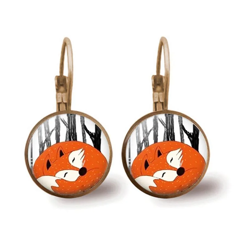 New/Glamour Fashion Exquisite Fox Style Pattern, Convex Glass Inlay Earrings, Women Wear Jewelry.