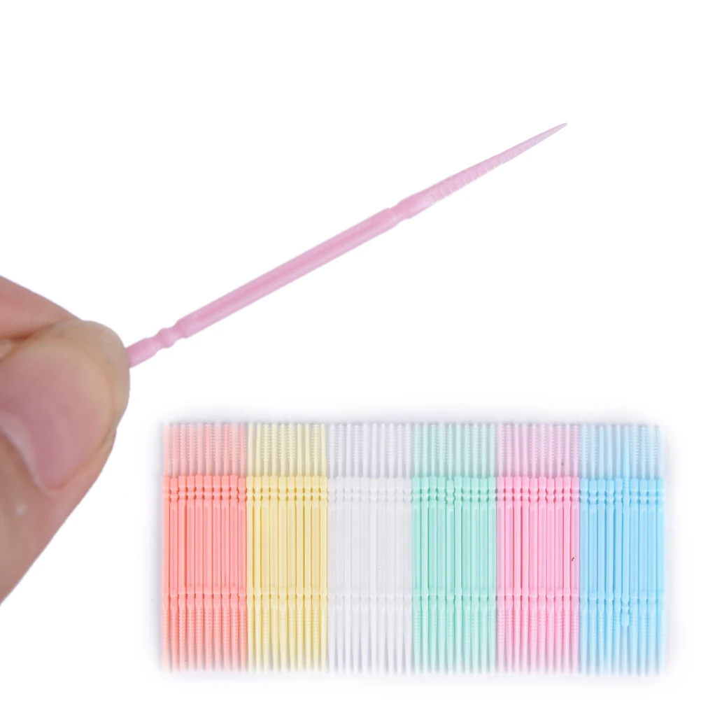 New 100Pcs/Pack Wholesale 2-way Oral Dental Picks Plastic Toothpick Oral Dental Picks Eco-Friendly Disposable Tooth Picks