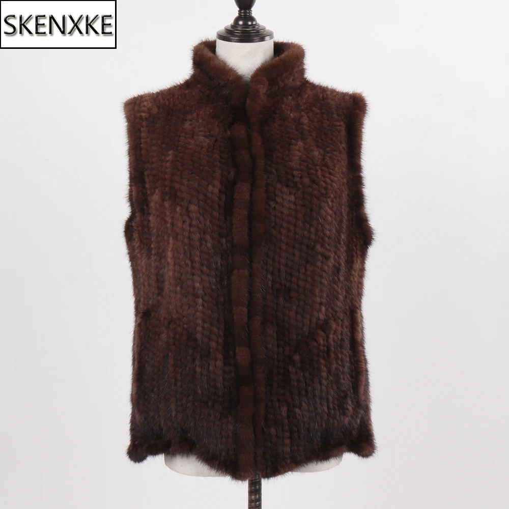 New Women Natural Warm Mink Fur Vest Autumn Winter 100% Genuine Real Mink Fur Sleeveless Jacket Lady Luxury Real Mink fur Gilet