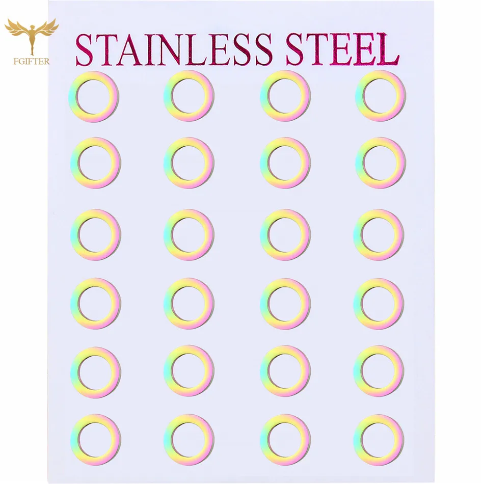 Minimalism Round Stud Earrings Fashion Geometric Earring for Men Women Ear Piercing Steel Jewelry Wholesale 12 Pairs