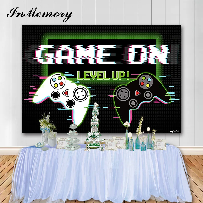 InMemory Game On Birthday Background Game Console Boy 1st Birthday Party Photography Backdrops Photo Booth Prop Cake Table Decor