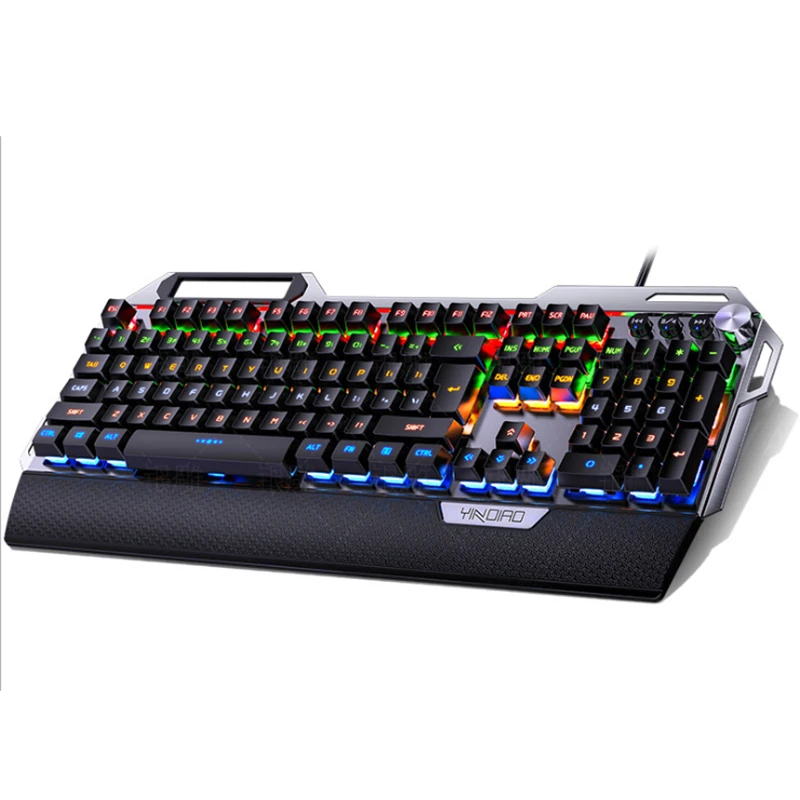 

K100 Metal Wired Mechanical Keyboard,Upgrade Multimedia Knob Gamer Keyboard With 12 Kinds Light ,Lager Hand Rest