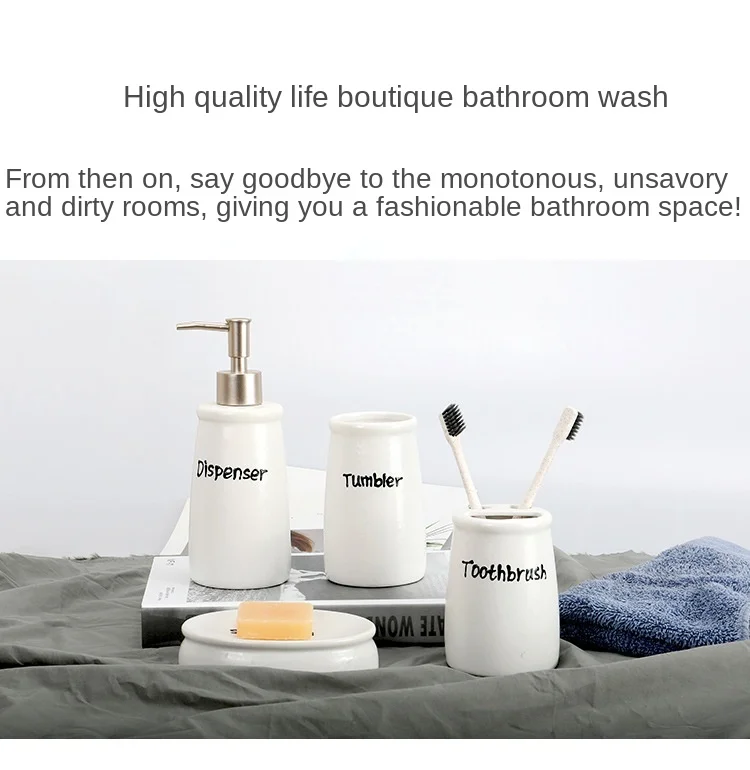 Ceramic Bathroom Set Soap Dispenser Nordic Bathroom Toiletries Gargle Cup Soap Dish Toothbrush Holder Ceramic Set