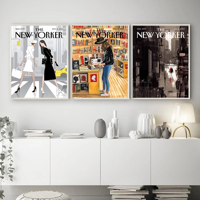 The New Yorker Magazine Canvas Print Retro Posters and Prints Vintage Wall Art Pictures Living Room Home Decoration Paintings