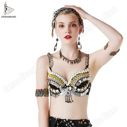 New ATS Tribal Bra Belly Dance Bra Push Up Beaded Coins Vintage Gypsy Women Hand Bellydance Clothes Top Costumes Style