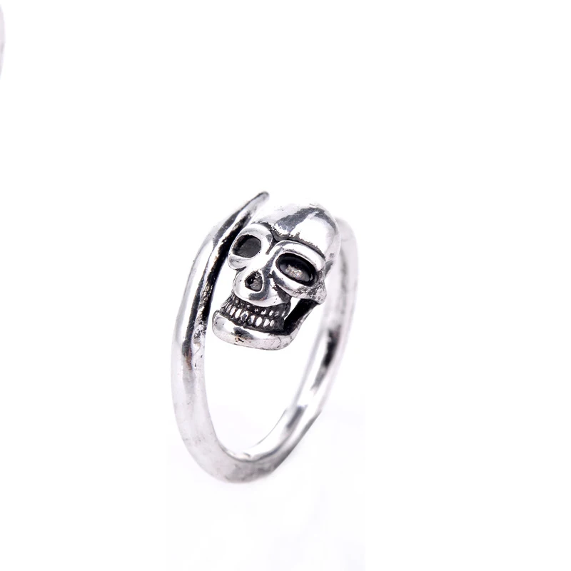 Vintage Silver Color Skeleton Ring for Womens Fashion Men Jewelry Hip Hop Adjustable Ring Sets Party Jewelry