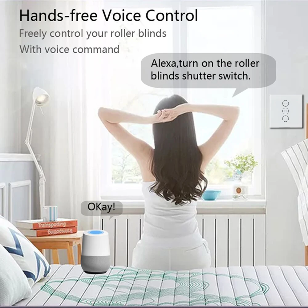 WiFi الذكية الموقت الزجاج الجدار اللمس الستار التبديل تحكم عن الأسطوانة مصراع المحرك الكهربائي تويا الحياة الذكية جوجل المنزل اليكسا