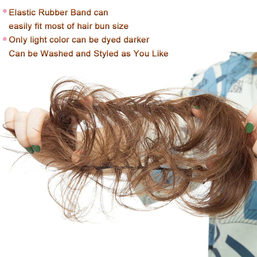 SEGO 100% Menschliches Haar Brötchen Elegante Chignon Scrunchies Haarpferdeschwanz Gerade Donut Updo Haar Stück Für Frauen 17g – Detail 3