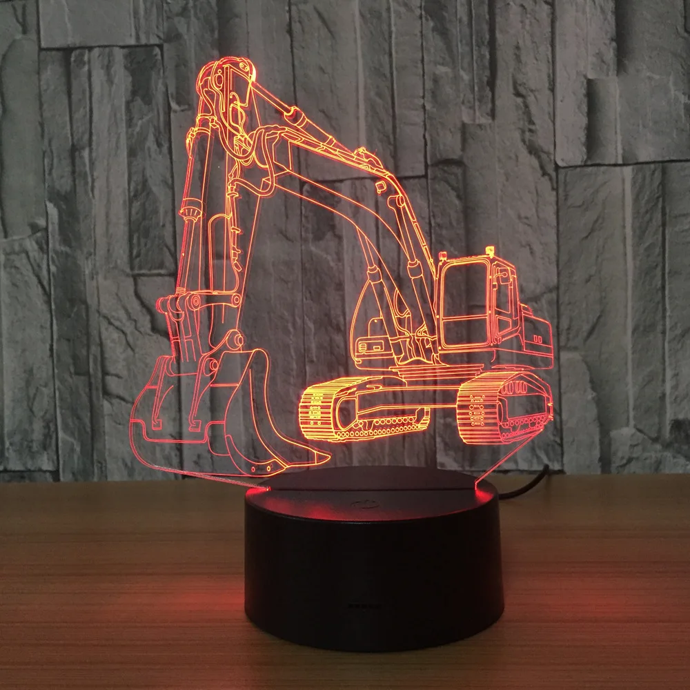 7-color light excavator 3D children vision LED nightlight touch Usb desktop creative gift children sleep night light movement