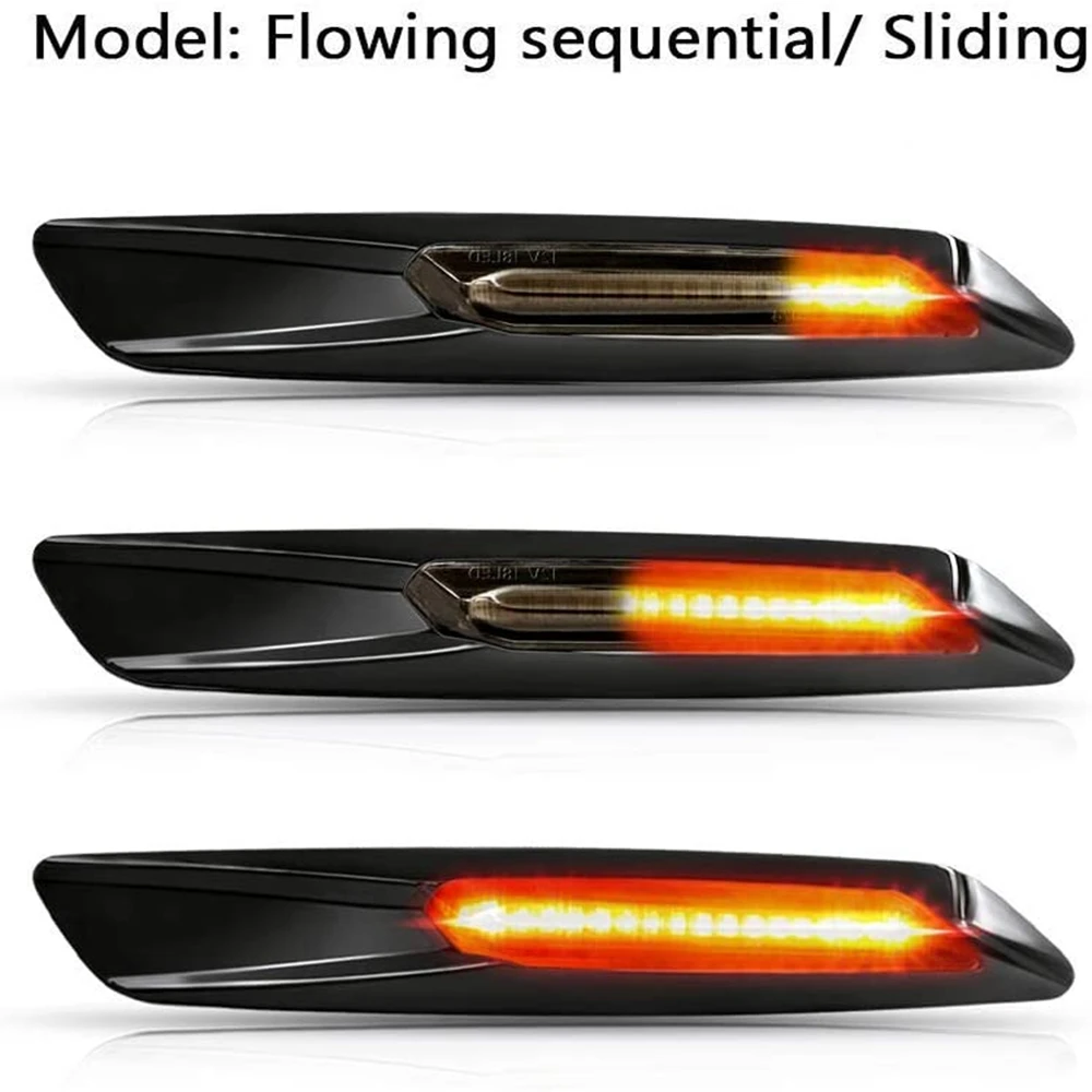 2pc Dynamic Amber 12V LED Side Marker Lights Turn Signal Lamp For BMW 1 3 5 Series F30 E90 E91 E92 E93 E46 E60 E61 BMW F10 Style