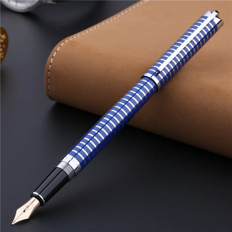 Picasso 82 NAPOLI 10K Gold Nib Fountain Pen 0.5mm Blue Stripes/Black for Writing Gift Collection Original Wooden Box Option