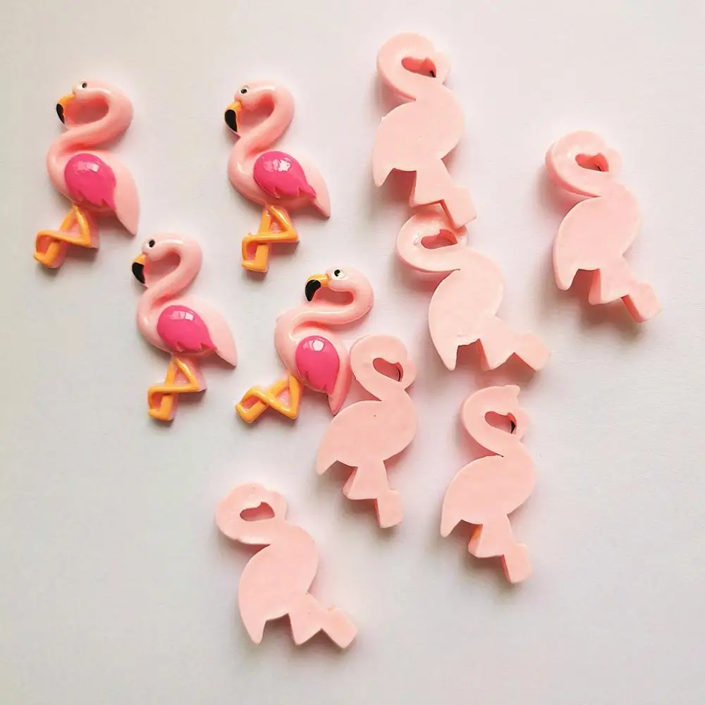 100pcs/lot Kawaii Resin Flat back Charms Flamingos Pendants for DIY Decoration Necklace Earring Keychain Hair Accessories Making