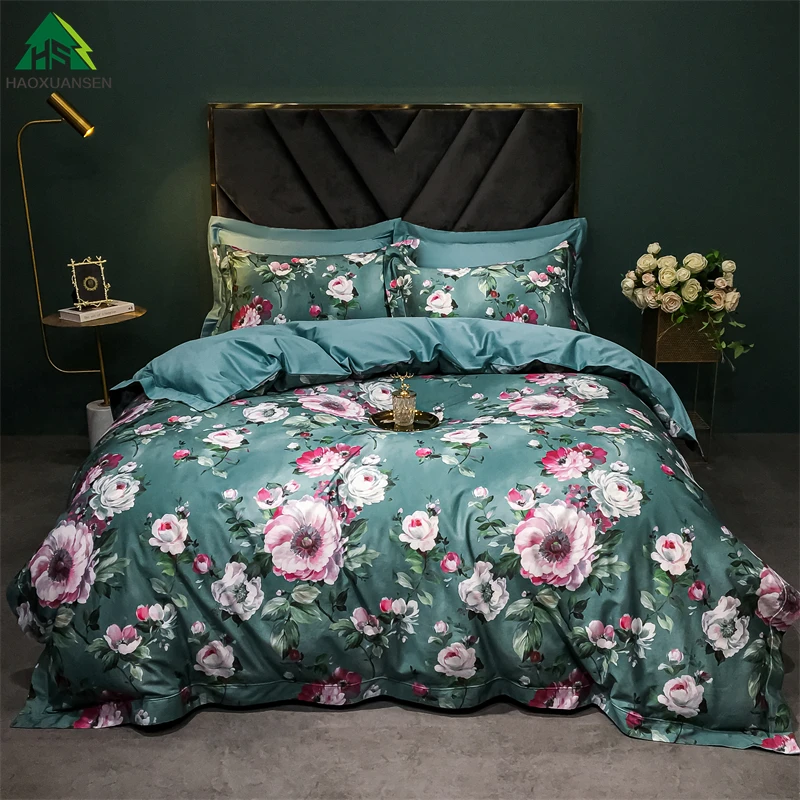 Rosa Multiflora 4Pcs Bedding Sets Bed Sheets Pillowcase Quilt Cover Duvet Cover 1000TC High-Density Cotton Fabric Super Soft