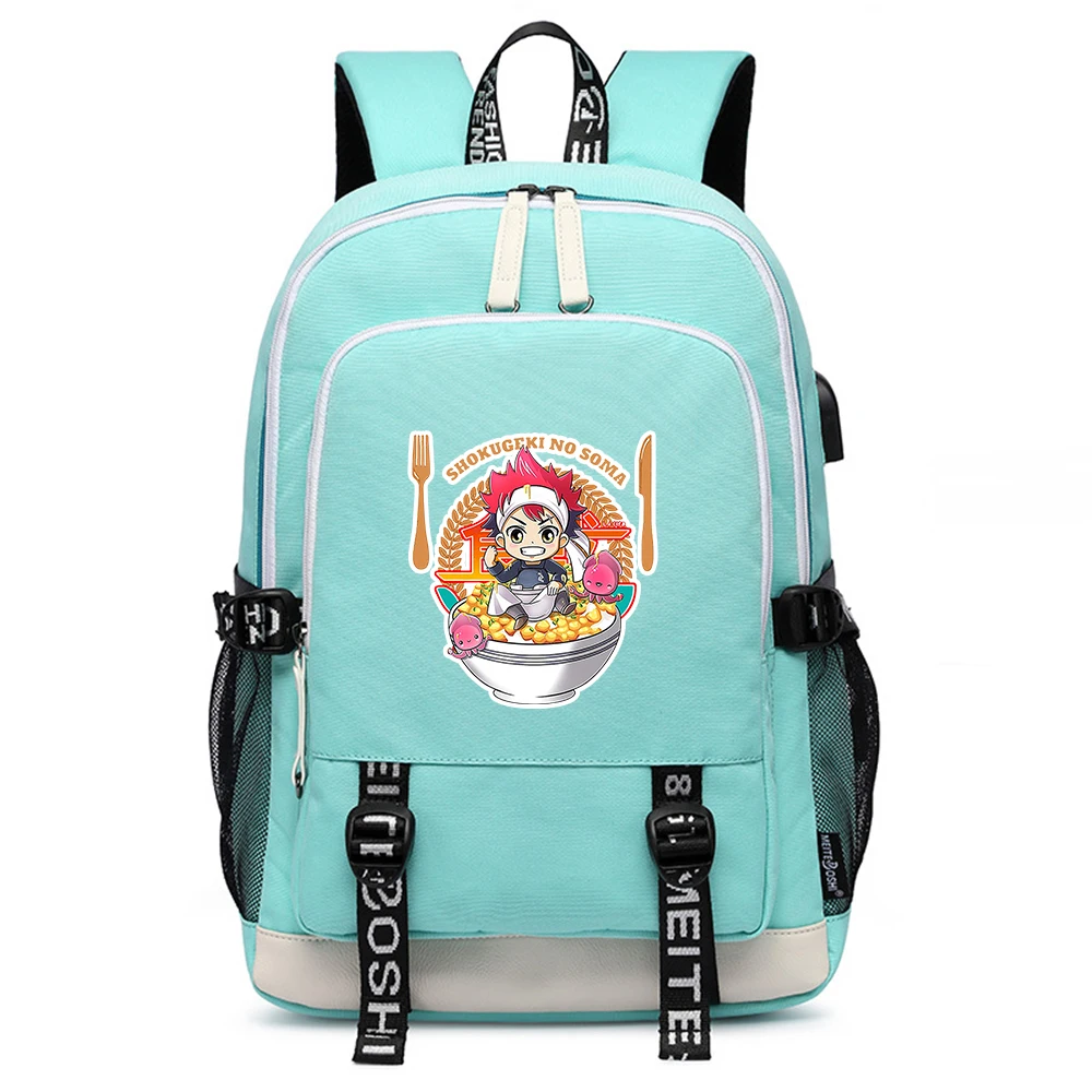

Food Wars Cartoon Laptop Backpack Anime Shokugeki no Soma School Bags Oxford Bookbag Kawaii Women Back Pack Large Travel Bagpack