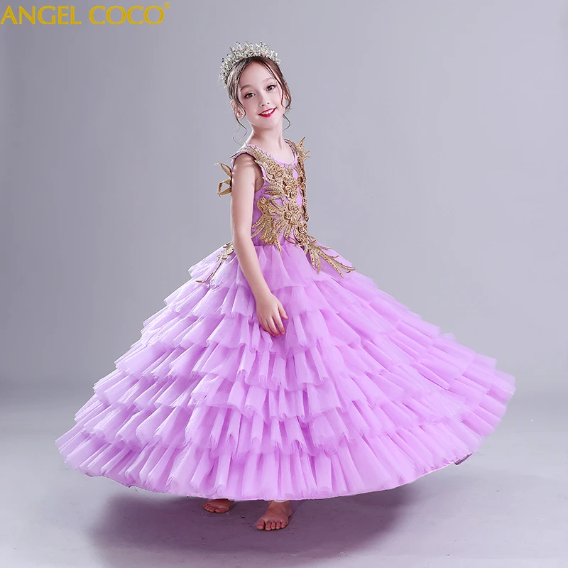 

Girls Evening Party Dress 2021 Summer Kids Dresses For Girls Children Costume Elegant Princess Dress Flower Girls Party Dress