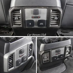 ABS Carbon Fiber Rear Row USB Air Condition Outlet Vent Cover Trims For Ford F150 2017-2020 Raptor Car Interior Accessories