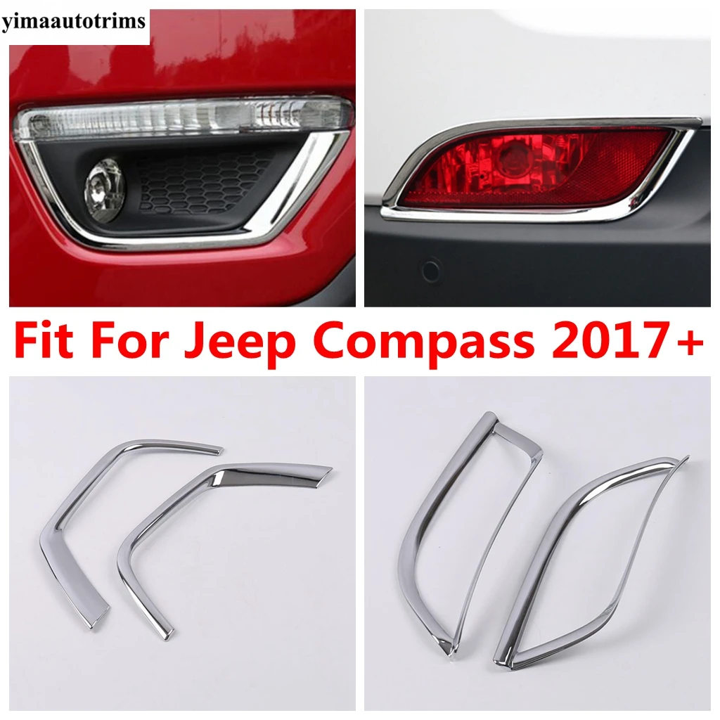 

Front Rear Fog Bumper Lights Lamps Foglight Frame Decoration Cover Trim For Jeep Compass 2017 - 2021 Car ABS Chrome Accessories