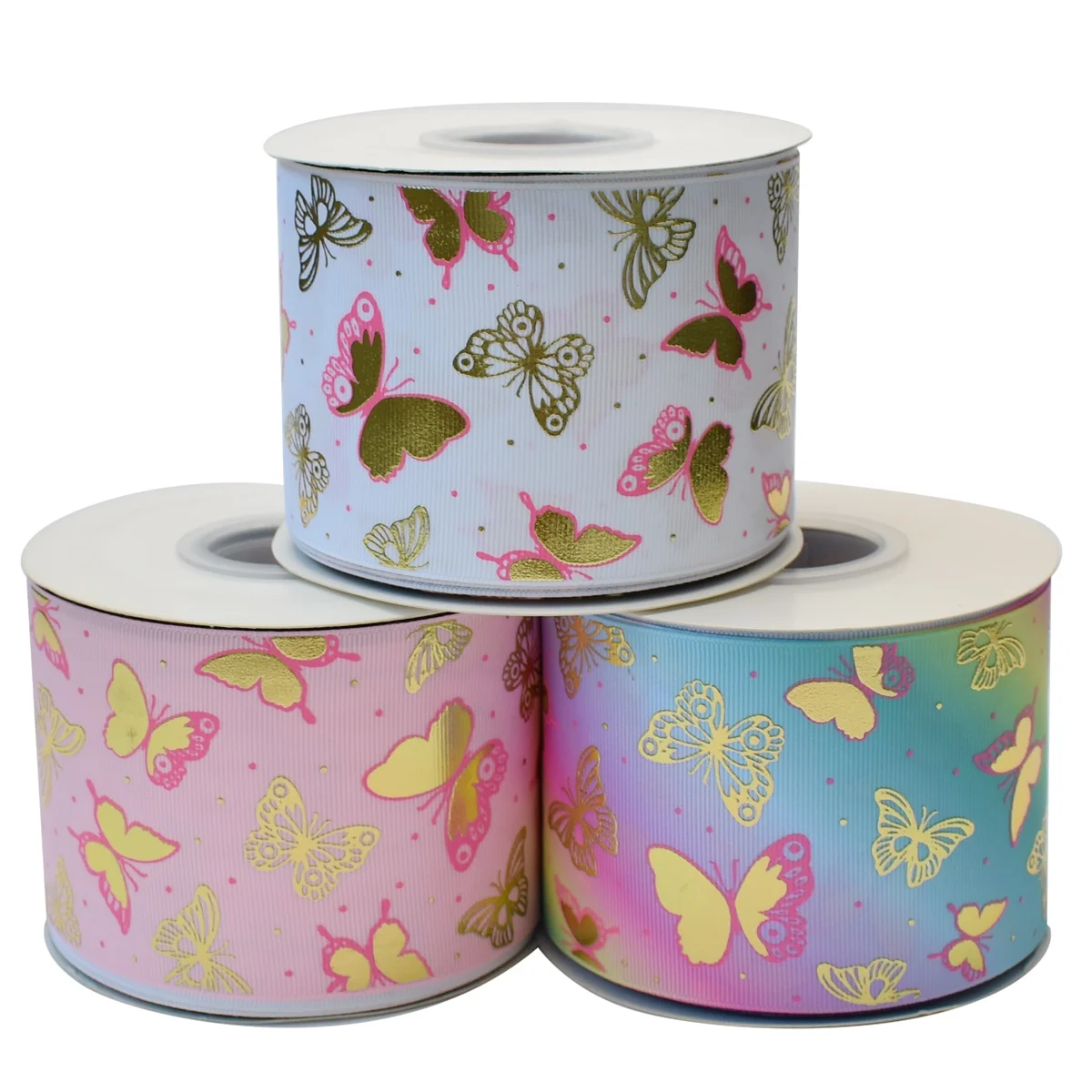 

HSDRibbon 75mm 3inch hsd-design custom butterfly Pattern on Grosgrain Ribbon