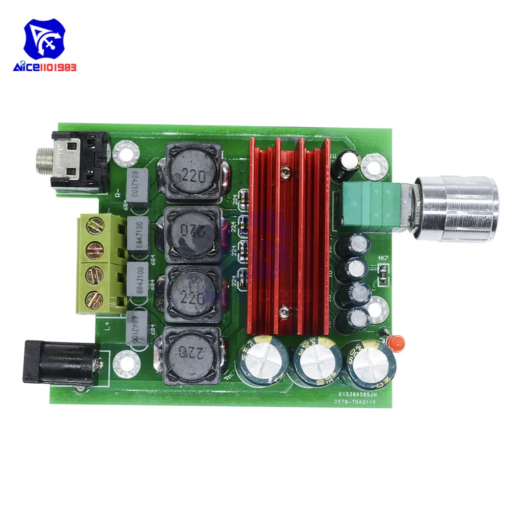 diymore TPA3116 DC 8 -25V 100W Subwoofer Digital Power Stereo Amplifier Module Adjustable TPA3116D2 Amplifier Board