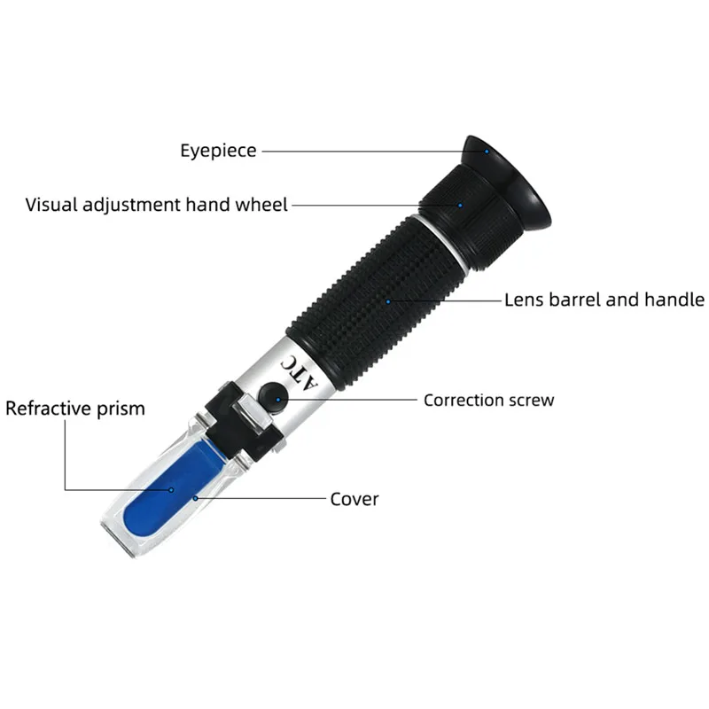 Handheld 0-32% Brix Refractometer Sugar Concentration Meter Densimeter Brix Saccharimeter Sugar Tester Fruits Grapes ATC