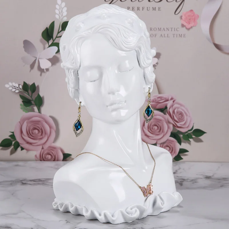 Photograph Jewellery Gem Lightbox Luxurious Beautiful Girl Resin Model Earrings Necklace Jewelry Display Stand Necklace Display