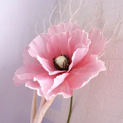 Fiore di papavero artificiale fiore di lino gigante decorazione di sfondo di nozze Display della finestra del centro commerciale di piombo ad arco