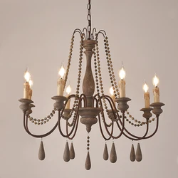 Nordic wooden chandelier retro white vintage grey hanging chandelier for kitchen/bedroom living room 3/6/8/12 lights living room