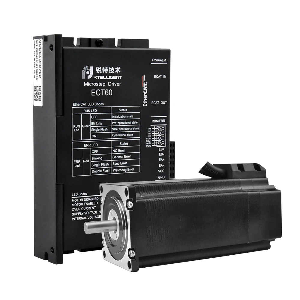 Rtelligent Nema 23 motore passo-passo ad anello chiuso con Driver motore passo-passo 6A 24-80V DC EtherCAT Fieldbus per CNC mechine