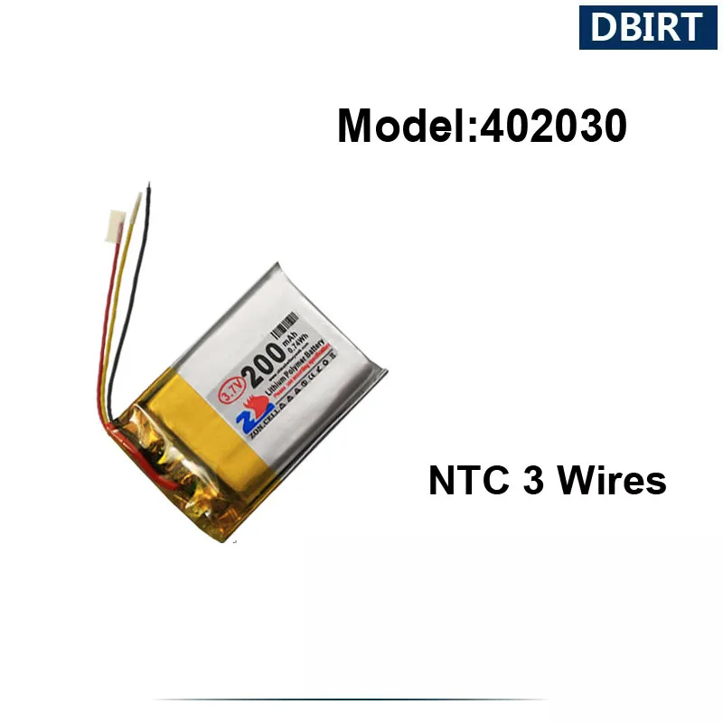 200MAh LP402030 AHB402030 402030 XH2.54 NTC Molex JST SM Pin Cho Micro Mini Camera Thiết Bị Bluetooth Điều Khiển Đầu Ghi