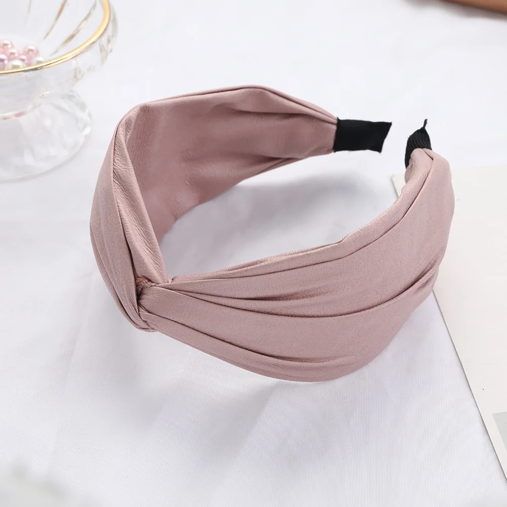 New Fashion European and American Simple ins Solid headband cross-gloss PU leather Hairpin for girl Women Hair Accessory