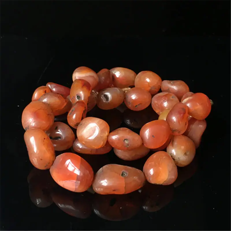 Old Red Carnelian Nugget Beads Strand Tibetan Ethnic Necklace TNL218