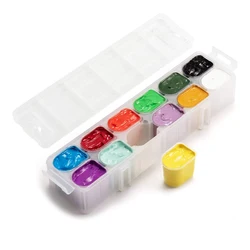 12 Colors Gouache Paint Set 30ml Cute Jelly Cup Design with Portable Box Suitable for Hobbyist Artists Paint Kids Students