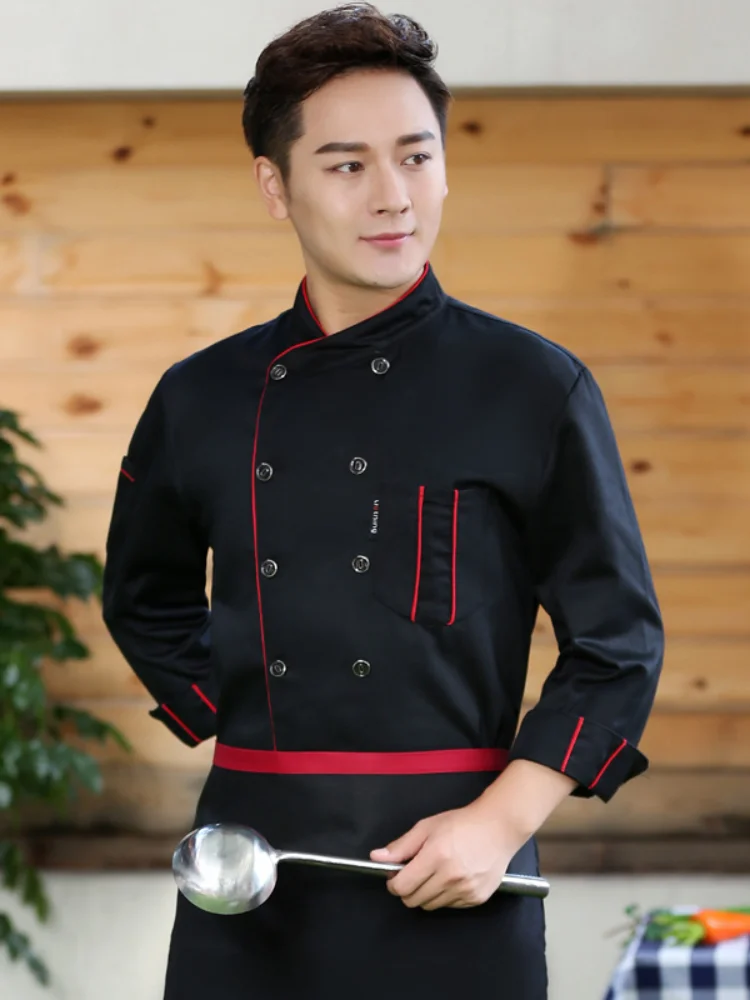 New Chef Uniform Unisex Chef Clothes Bakery Restaurant Kitchen Work Wear Long Sleeves Breathable Hotel Cooks Jacket Food Service