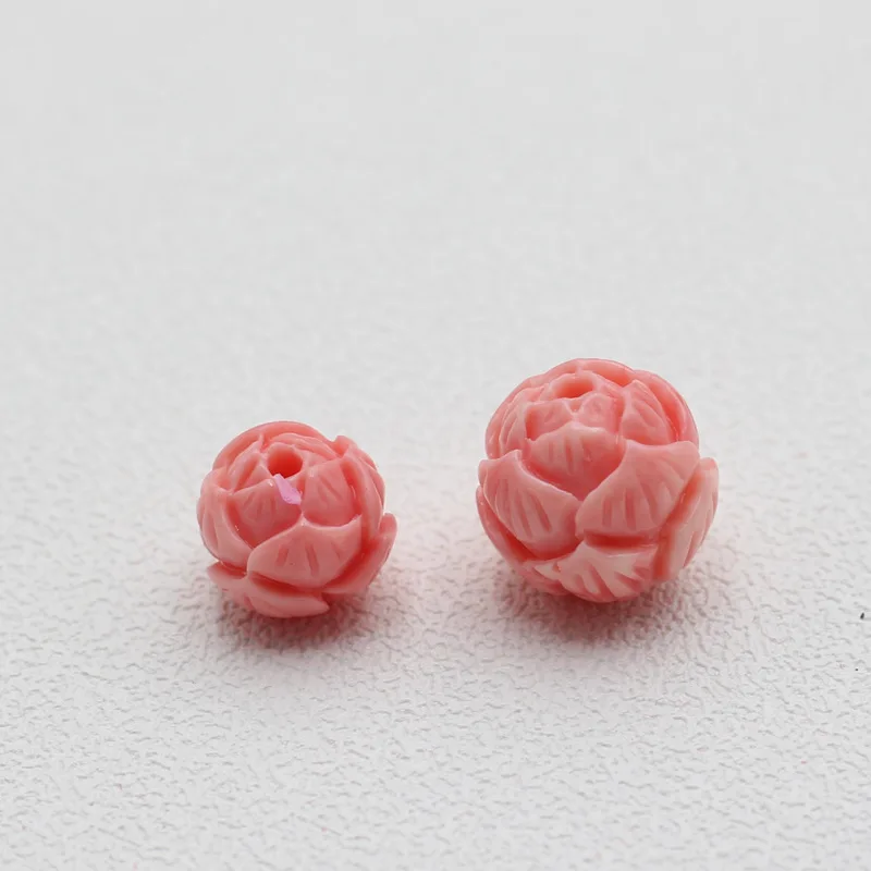 20pcs White Lotus Coral Beads 8mm 10mm 12mm Loose Spacer Pink Artificial Coral Shell Bead For Jewelry Making DIY Bracelet