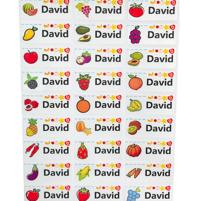 69pcs Fruit Pattern Custom Name Sticker Multicolor Waterproof Personal Label Children Scrapbook School Stationery Set Stick