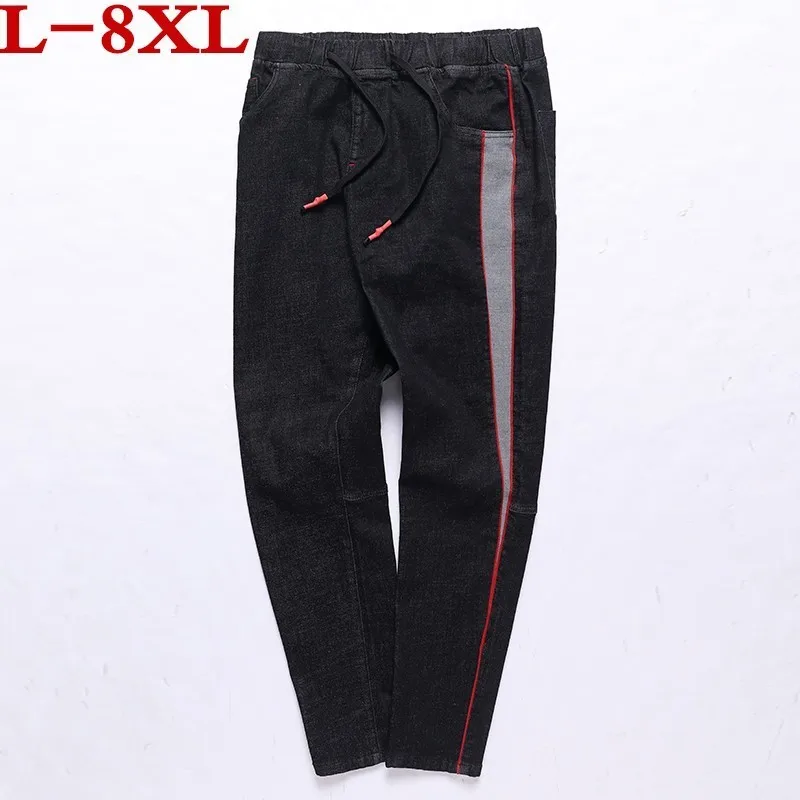 

7xl 2020 New Men 8xl Trousers Autumn Pants Elasticity Straight 44 46 48 Jeans Stretch Black plus Size