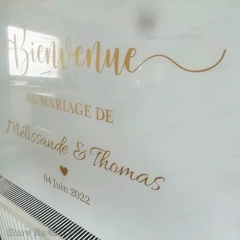 Свадебный знак приветствия Виниловые наклейки Индивидуальный текст Свадебные дни рождения Вечеринки Наклейки Уникальная наклейка на зеркало для свадьбы Роспись свадебные знаки купить - №1