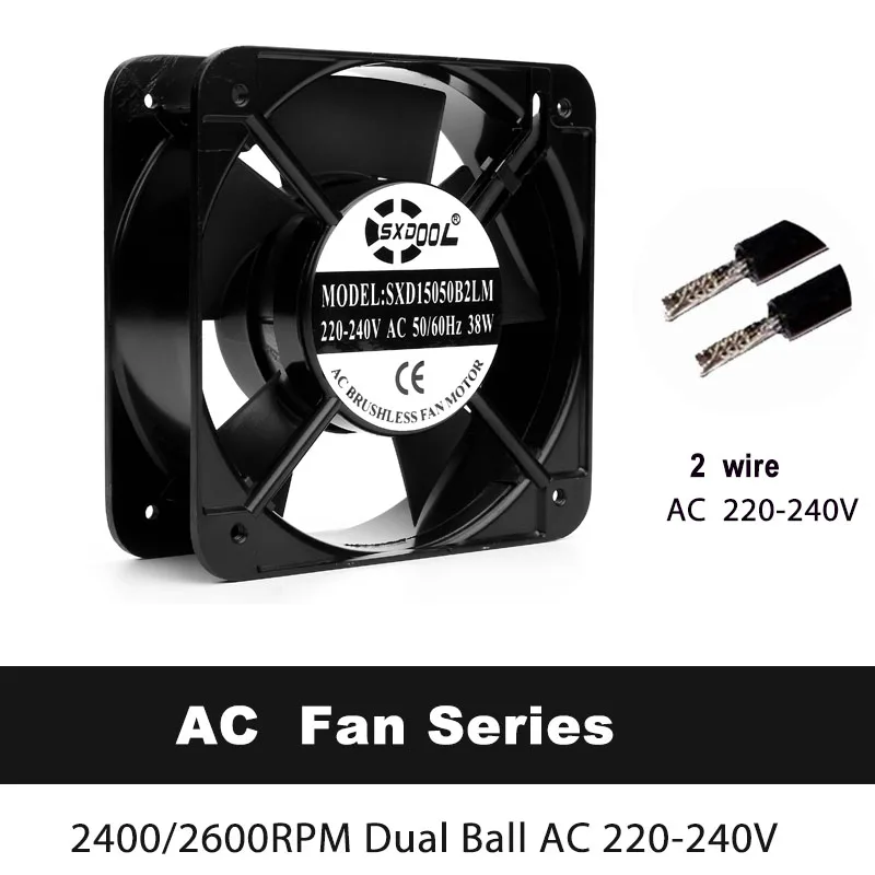 1PCS SXDOOL 150mm AC 220V 240V  Fan Dual Ball 15cm 15050 150x150x50mm Industrial cabinets chassis case Cooling Fans Metal Frame