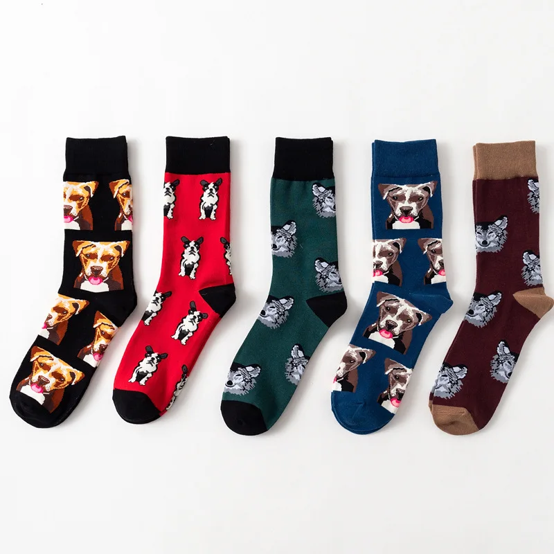 Men\'s Animals Dogs Unisex Dress Cotton Puppy Funny Street Socks Casual Cotton Sport Pug Hot Sale Skateboard Female Sox European